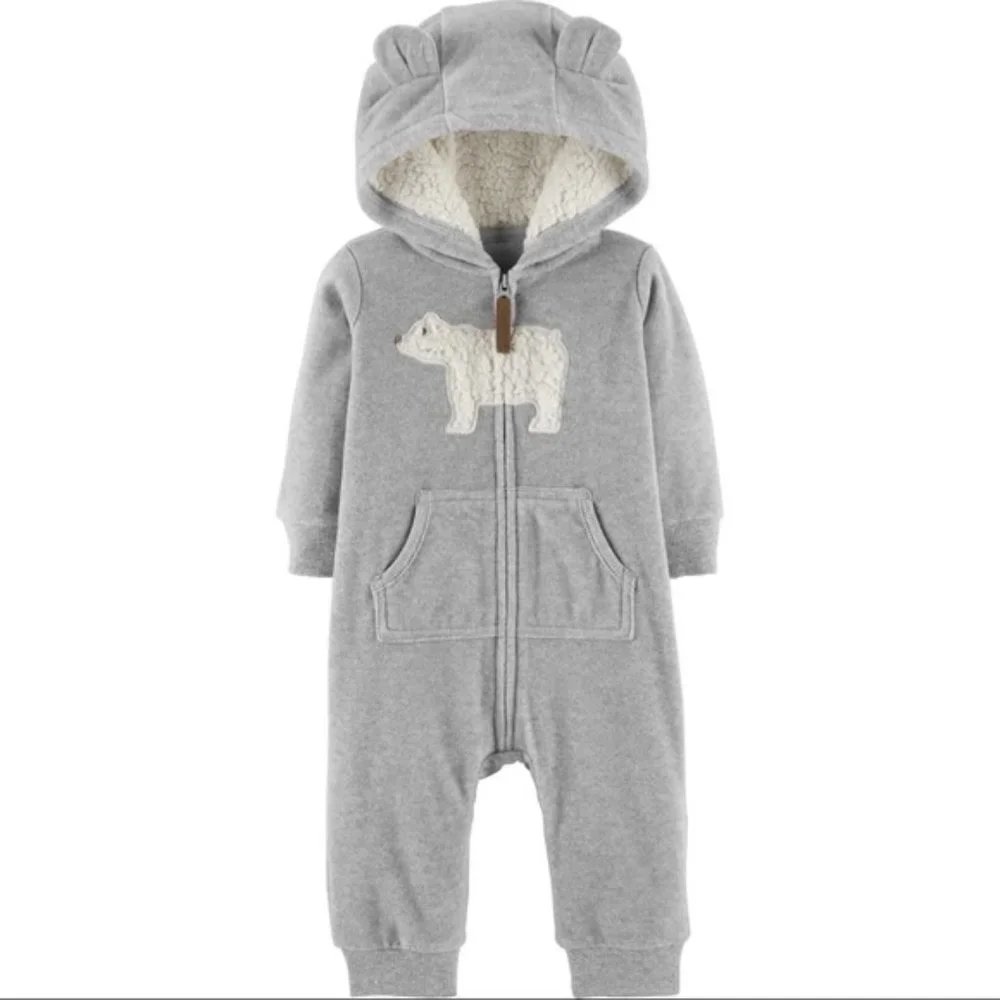 Carter’s Zip-Up Fleece Polar Bear Hooded bunting 9M
